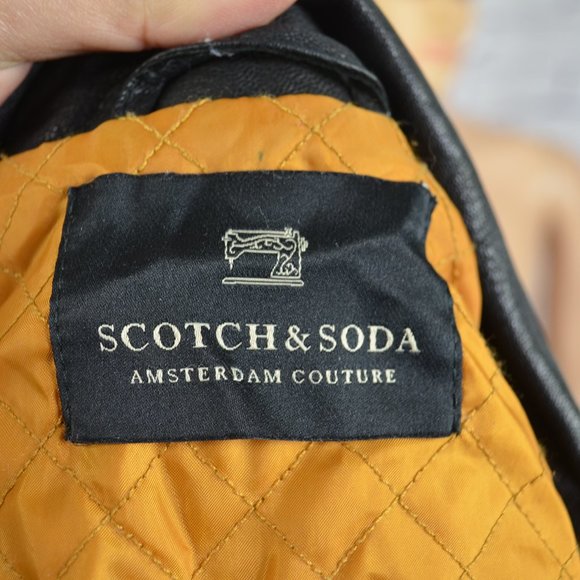 Mens Scotch and Soda Leather Biker Jacket Motorcycle cafe racer size small